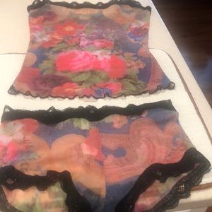 Sexy teddy set! Multi colored with black lace